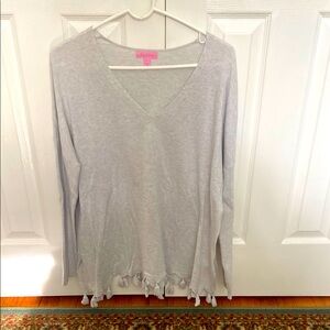 Gray V-Neck Women's Top